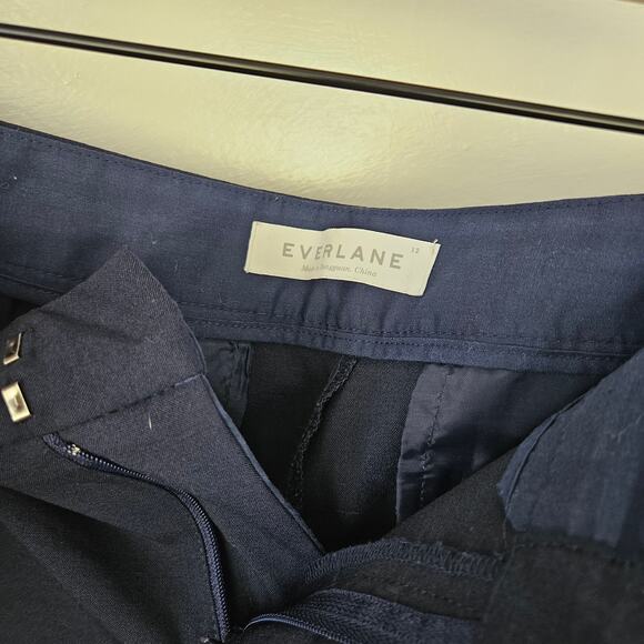 Everlane Slim Wool Trouser Pants Sz 12 Navy Blue Cropped Ankle - Picture 7 of 10